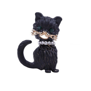 Gold Whiskers Cat Brooch Black cat