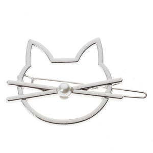 Silver Cat Pearl Hairpin
