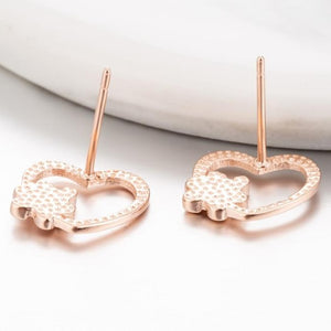 Rose Gold Open Heart & Paw Studs