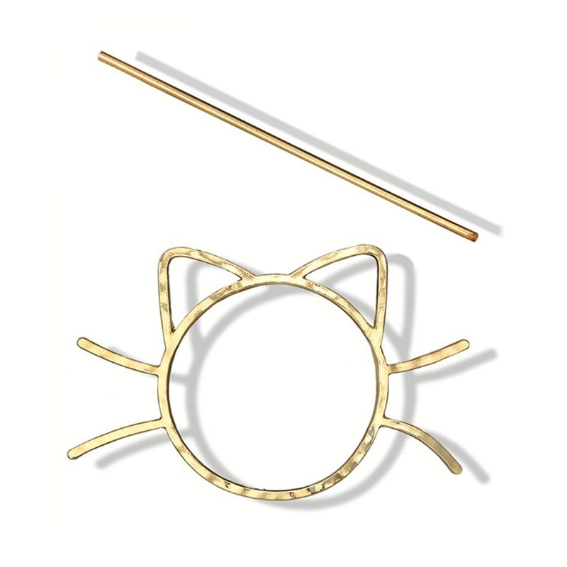 Meow Cat Hairpin in Gold