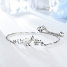 Load image into Gallery viewer,  Cubic Zirconia adjustable bracelet with Cat
