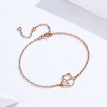 Load image into Gallery viewer, Rose Gold Plated Cat &amp; Heart Bracelet
