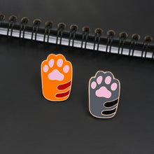 Load image into Gallery viewer, Cat Claw Brooch/pin in Orange and Grey
