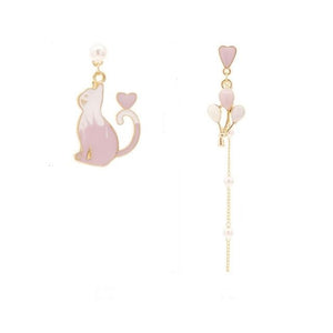 Cat & Balloon Pierced Earrings