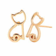 Load image into Gallery viewer, Gold Seated Cat Stud Earrings
