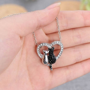 Black Crystal Cat Pendant