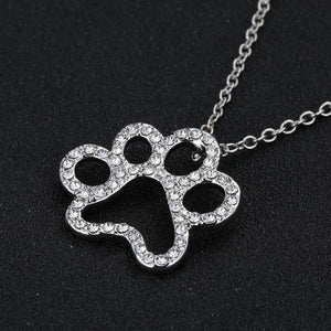Paw Crystal Silver Necklace