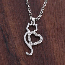Load image into Gallery viewer, Cat Heart &amp; Crystal Pendant
