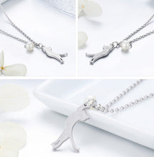 Load image into Gallery viewer, Pearl Kitty Necklace in Sterling Silver
