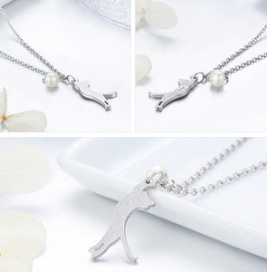 Pearl Kitty Necklace in Sterling Silver