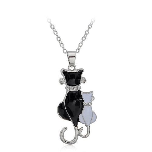 Cat & Kitten Crystal Necklace