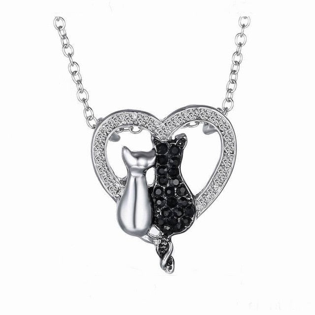 Black Crystal Cat Pendant