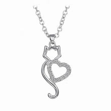 Load image into Gallery viewer, Cat Heart &amp; Crystal Pendant
