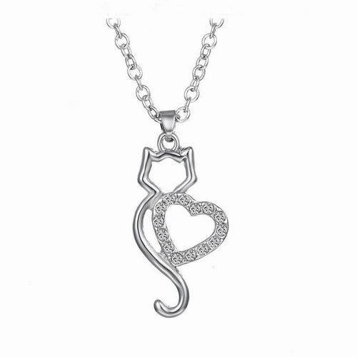 Cat Heart & Crystal Pendant