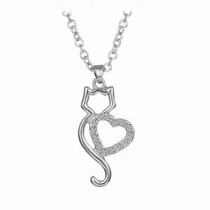 Cat Heart & Crystal Pendant