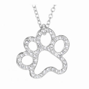 Paw Crystal Silver Necklace