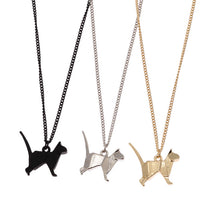 Load image into Gallery viewer, Black, Silver and Gold Standing Cat Necklace with matching chain
