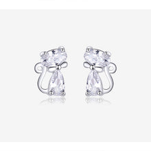 Load image into Gallery viewer, Sterling Silver Bow Tie Cat Earrings
