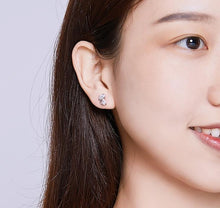 Load image into Gallery viewer, Sterling Silver Bow Tie Cat Earrings
