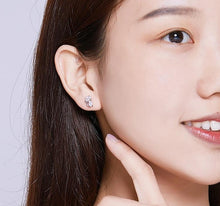 Load image into Gallery viewer, Sterling Silver Bow Tie Cat Earrings
