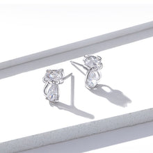 Load image into Gallery viewer, Sterling Silver Bow Tie Cat Earrings
