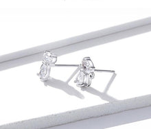 Load image into Gallery viewer, Sterling Silver Bow Tie Cat Earrings
