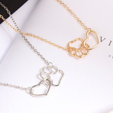 Load image into Gallery viewer, Gold &amp; Silver Heart and Paw Adjustable Necklace
