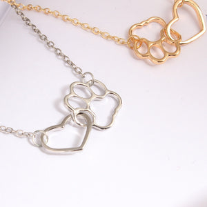 Gold & Silver Heart and Paw Adjustable Necklace