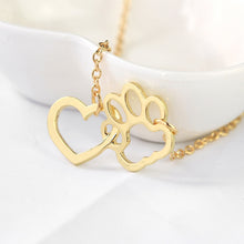 Load image into Gallery viewer, Gold Paw &amp; Heart Necklace
