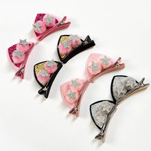 Load image into Gallery viewer, Gold Glitter Cat Ear Hair Clip
