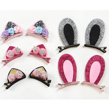 Load image into Gallery viewer, Cat Ear Hair Clips with Silver
