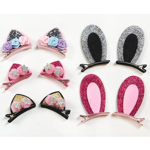 Cat Ear Hair Clips with Silver