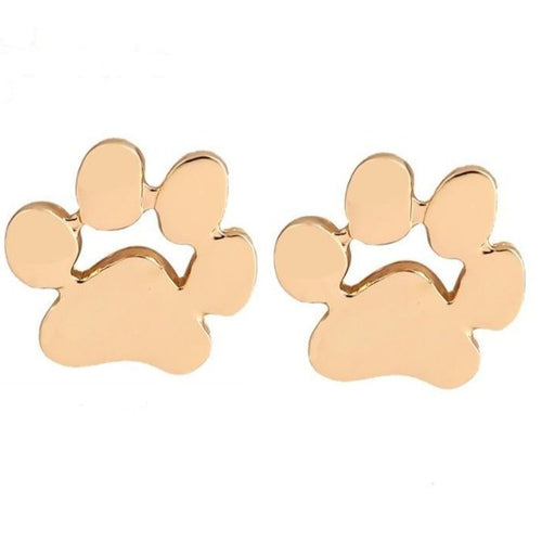 Gold Paw Print Stud Earrings