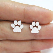 Load image into Gallery viewer, Silver Paw Print Stud Earrings
