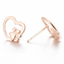 Load image into Gallery viewer, Rose Gold Open Heart &amp; Paw Studs
