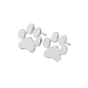 Silver Paw Print Stud Earrings