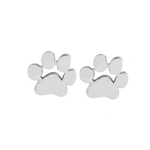 Silver Paw Print Stud Earrings
