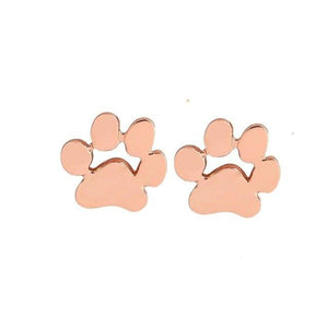 Rose Gold Paw Print Stud Earrings