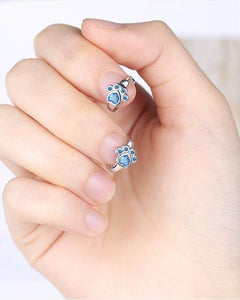 Cubic Zirconia Paw Earrings in blue