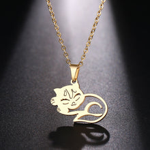 Load image into Gallery viewer, Gold Sleeping Cat Necklace
