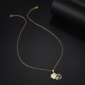 Gold Sleeping Cat Necklace