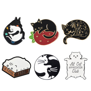 Collection of cat themed brooches/pins