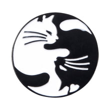 Load image into Gallery viewer, Cat Yin &amp; Yang Brooch White and Black
