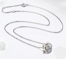 Load image into Gallery viewer, Two Cat Necklace with Sterling Silver and Rose Gold Plating
