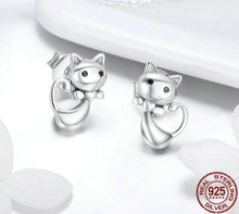 Load image into Gallery viewer, Sterling Silver 925 Dancing Cat Earrings
