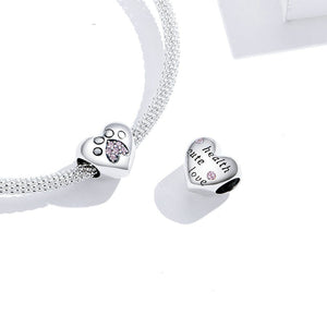 Pink Paw Charm Sterling Silver
