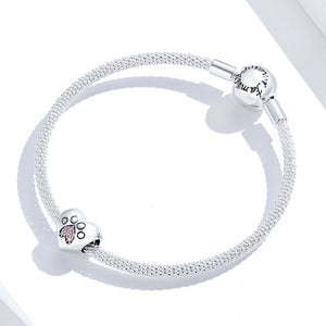 Pink Paw Charm Sterling Silver