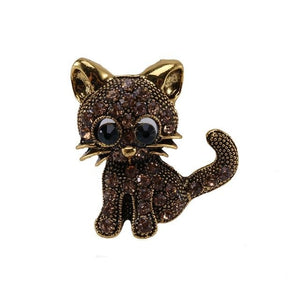 Glamour Kitty Brooch in Gold