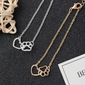 Gold & Silver Heart and Paw Adjustable Bracelet