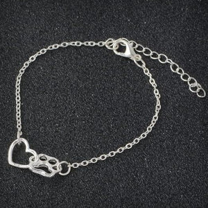 Silver Paw & Heart Link Bracelet